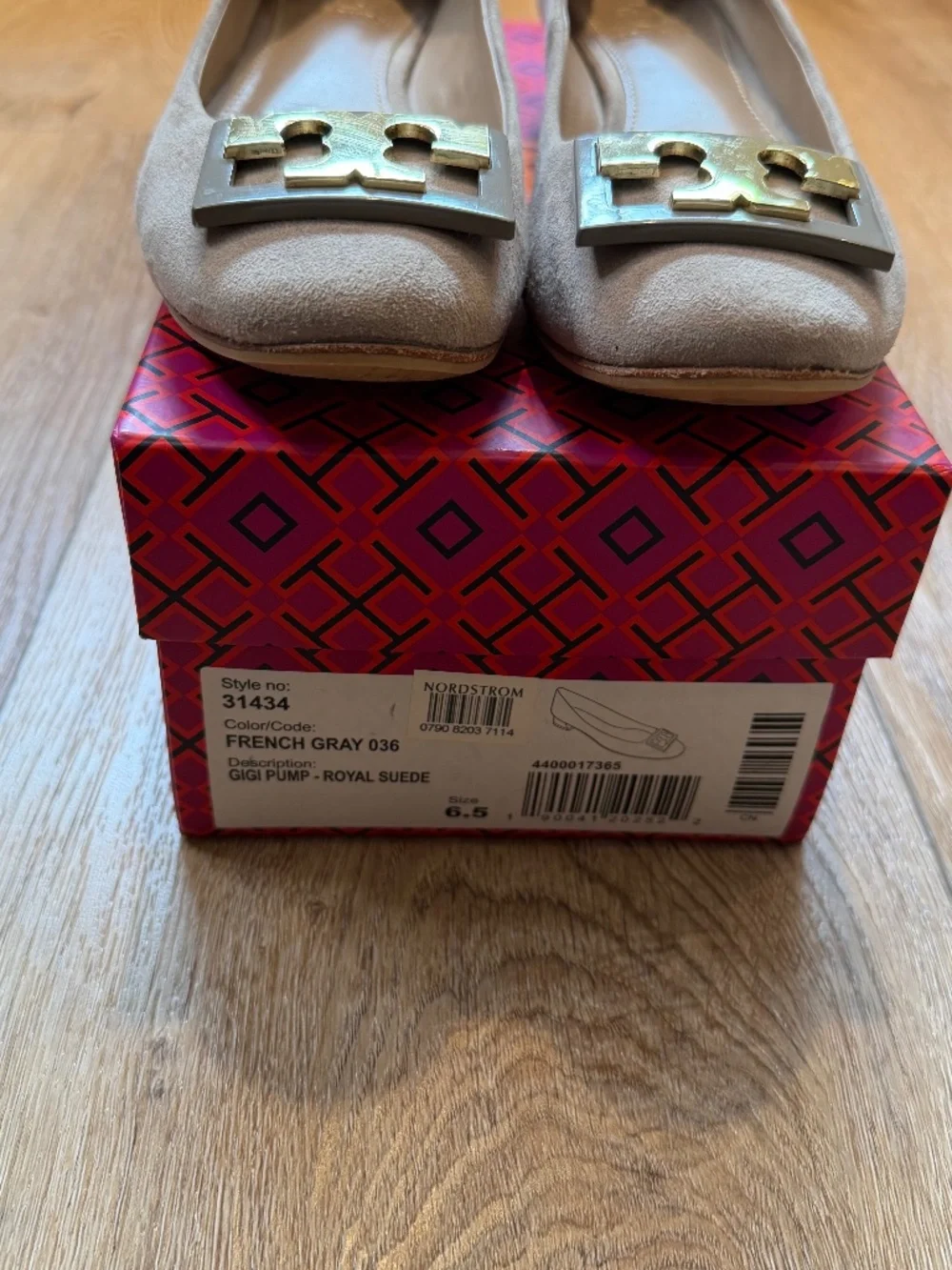 Tory Burch Gigi French Gray Suede Block Heel Pumps 6.5, In Original Box